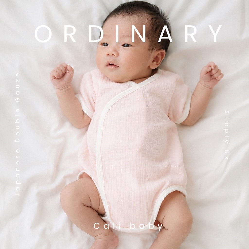 Cali บอดี้สูทขาเว้า ผ้าดูด เด็กอ่อน 0-3 เดือน ผ้ามัสลินทอ Collection: ORDINARY. *ป้าย Cali Baby