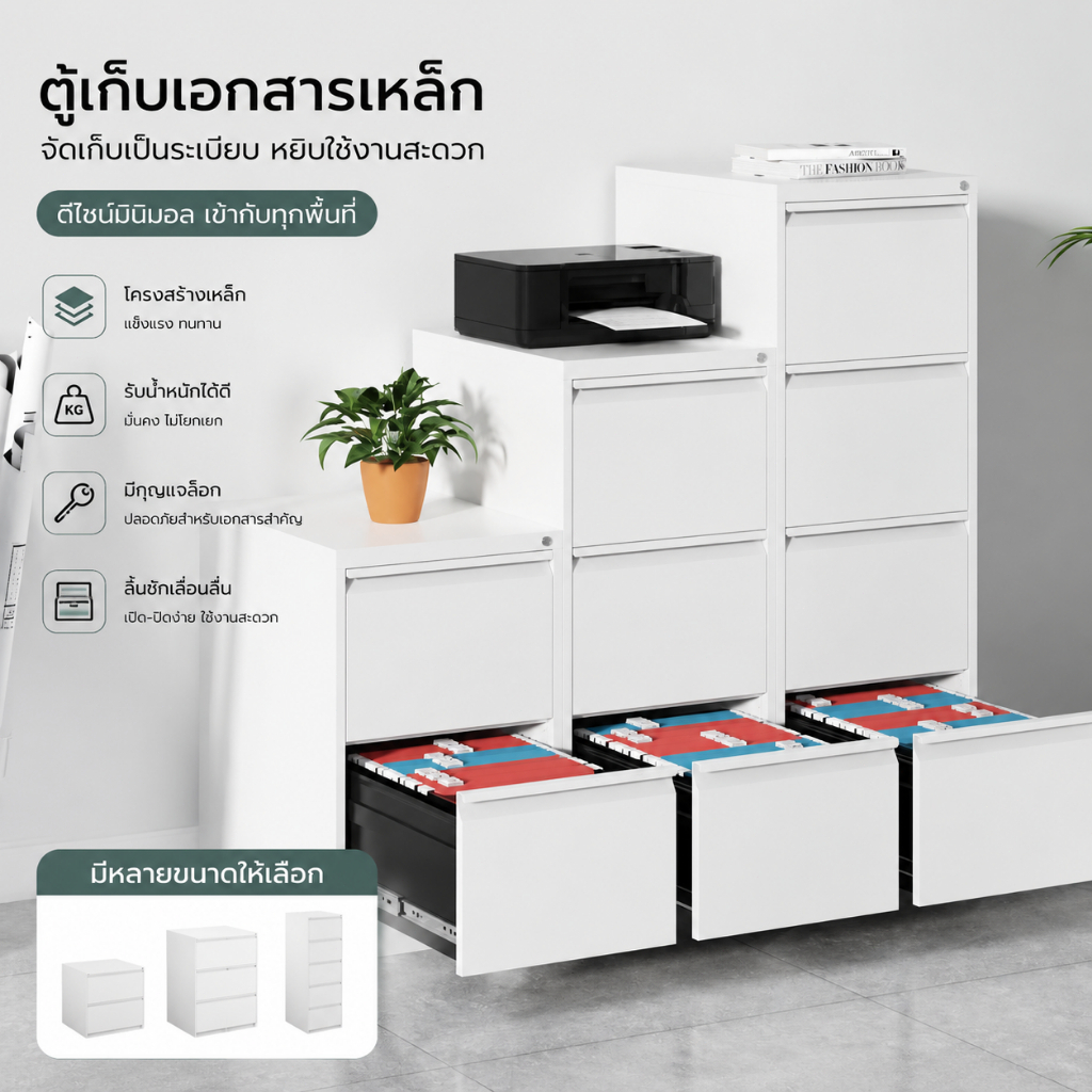 ตู้เก็บเอกสาร A4 เหล็กกล้าไร้สนิม 304 พร้อมกุญแจ ตู้แขวนไฟล์ FC ตู้ลิ้นชักสำนักงาน เก็บสัญญา แข็งแรงทนทาน