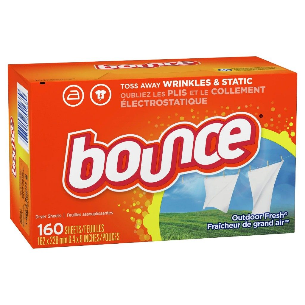 แผ่นปรับผ้านุ่ม 160แผ่น Bounce Dryer Sheets, 160 Sheets, Outdoor Fresh Scent Fabric Softener Sheets 