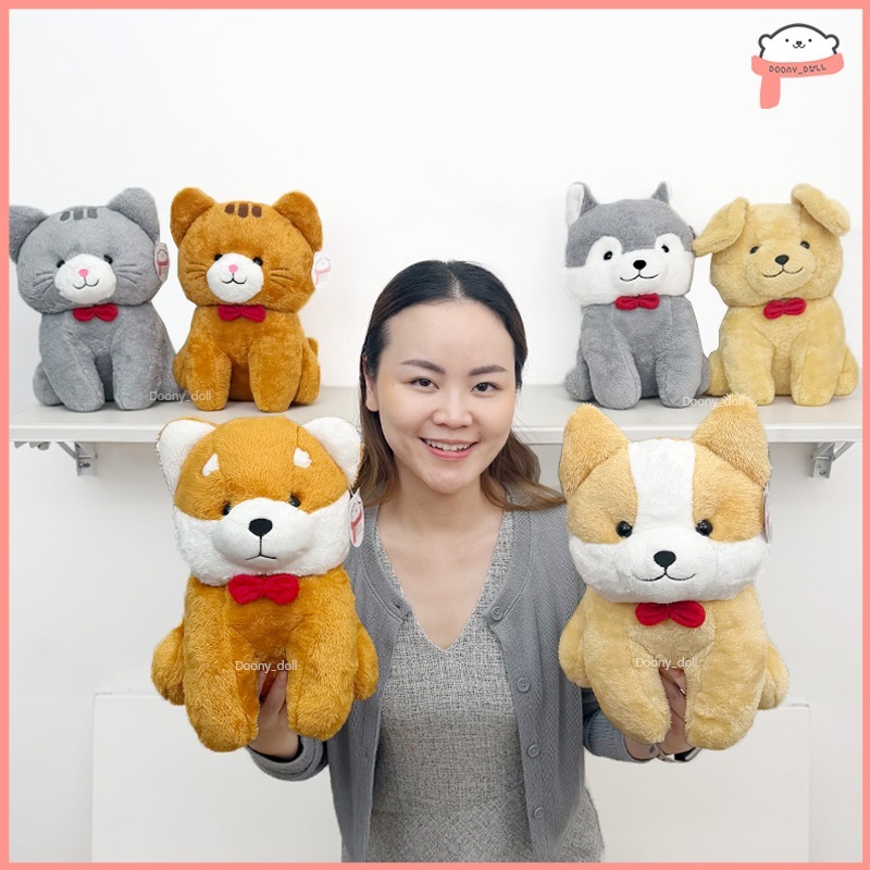 ตุ๊กตาหมา โกลเด้น คอร์กี้ ไซบีเรียน ชิบะ ตุ๊กตาแมว
