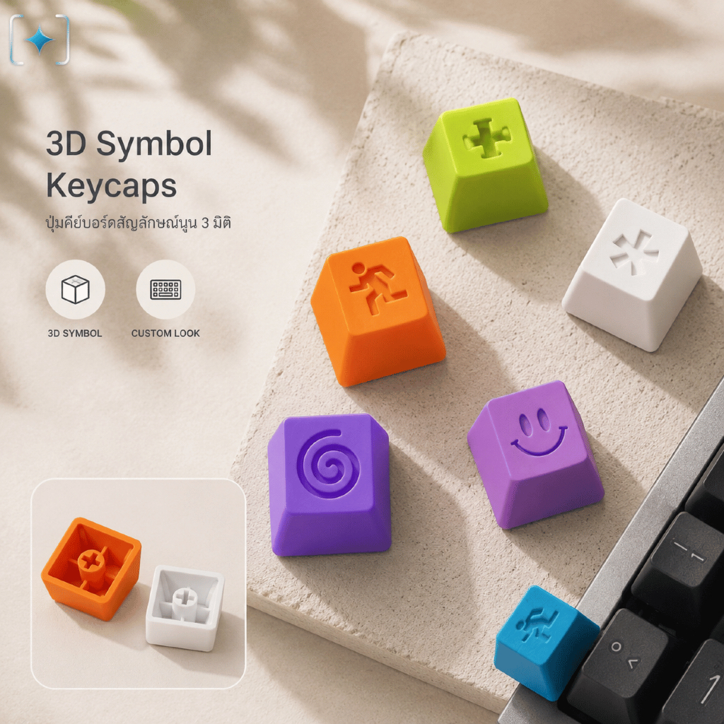 3D Symbol Keycaps - ปุ่มคีย์บอร์ดสัญลักษณ์นูน 3 มิติ (Credit : neilvfx) สินค้าลิขสิทธิ์แท้
