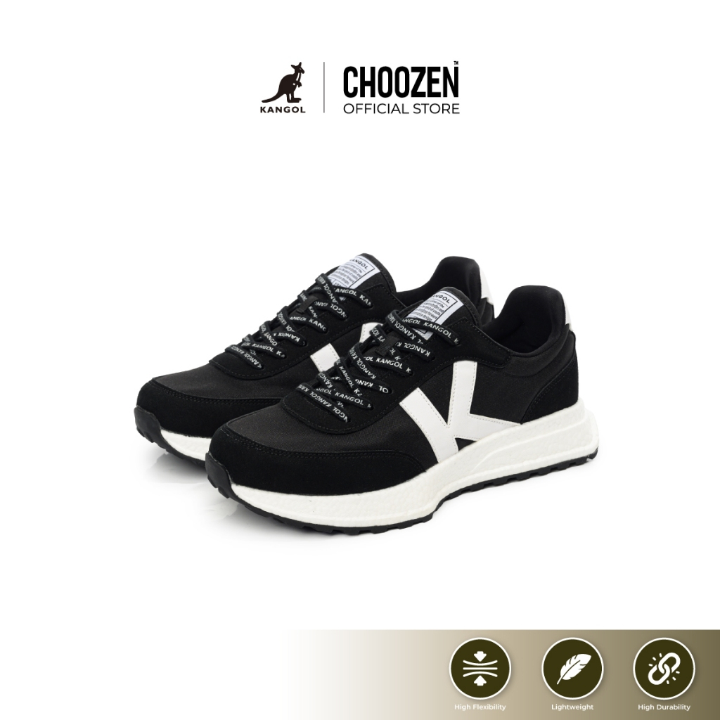 KANGOL Sport Shoes unisex รองเท้ากีฬา รองเท้าผ้าใบ ผูกเชือก สีดำ, ขาว 62527654