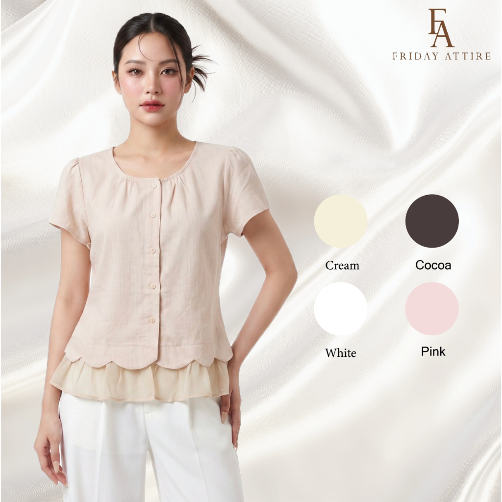 Friday Attire เสื้อผ้าฝ้ายคอกลม กระดุมหน้า (FT-169)