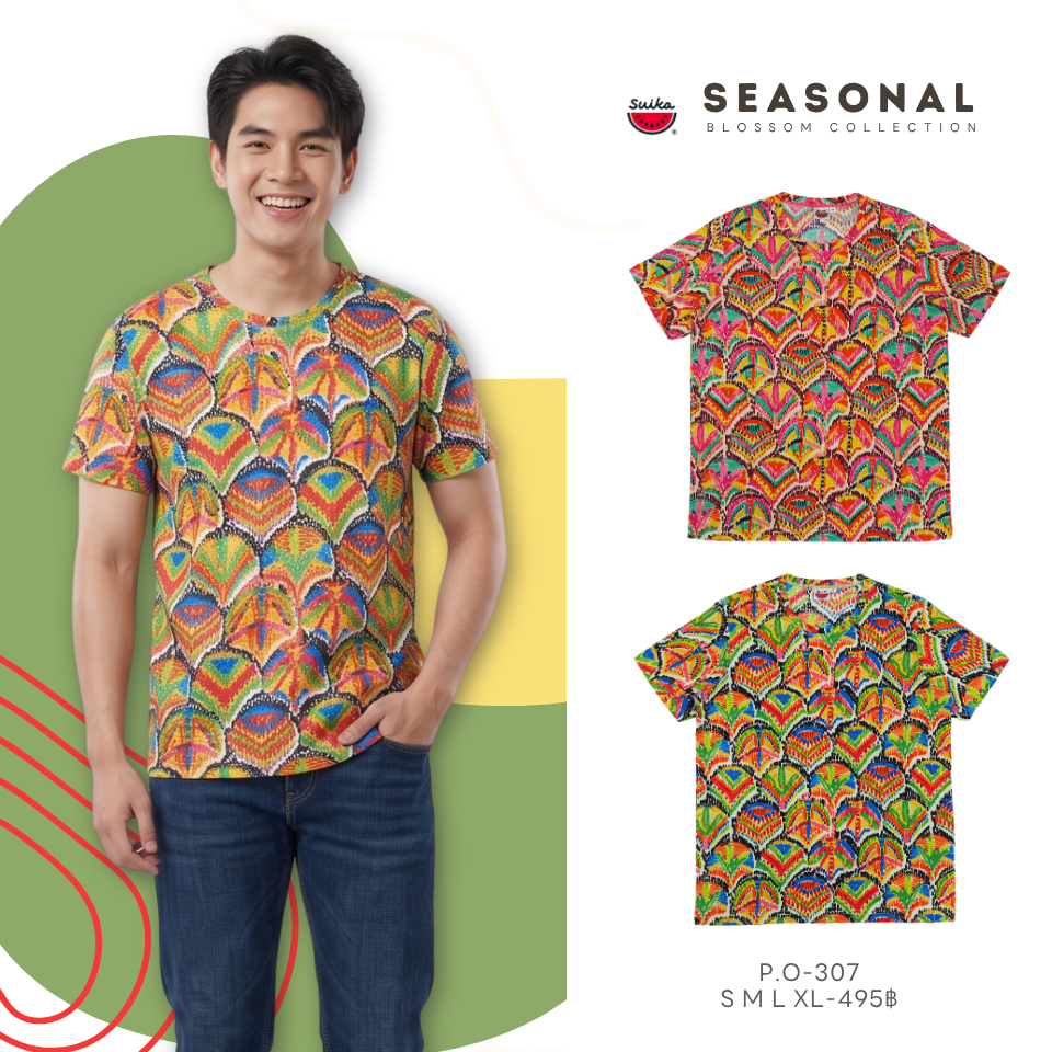 เสื้อแตงโม (SUIKA) เสื้อยือคอกลมแขนสั้นพิมพ์ลาย ดอกไม้ (P.O-202 317 307) — صورة 2