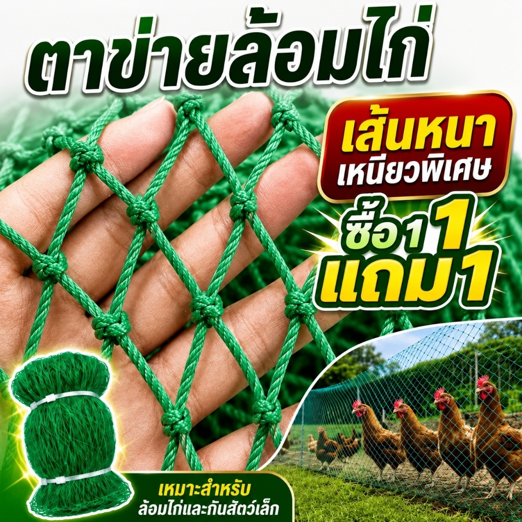 ซื้อ 1 แถม 1 ตาข่ายล้อมไก่ ตาข่ายดักนก ตาข่ายกันนก ไนลอน แน่น ทนต่อแรงดึง โรงงานขายส่ง UV สำหรับสวน/ฟาร์ม