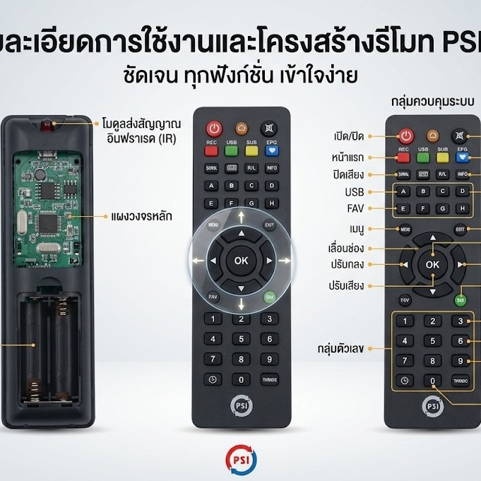PSI REMOTE รีโมท PSI (ใช้กับกล่องดาวเทียม PSI ได้ทุกรุ่น) 4.8