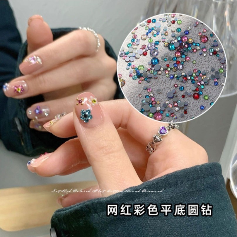 [ุุถุงละ 1000 ชิ้น] เพชรก้นสีเบทนะคะ คละสี คละไซส์ เพชรกลม สำหรับงานกำลังฮิตเลยนะคะ ตกแต่งเล็บสวยงาม ไม่ตกเทรนด์จ้า