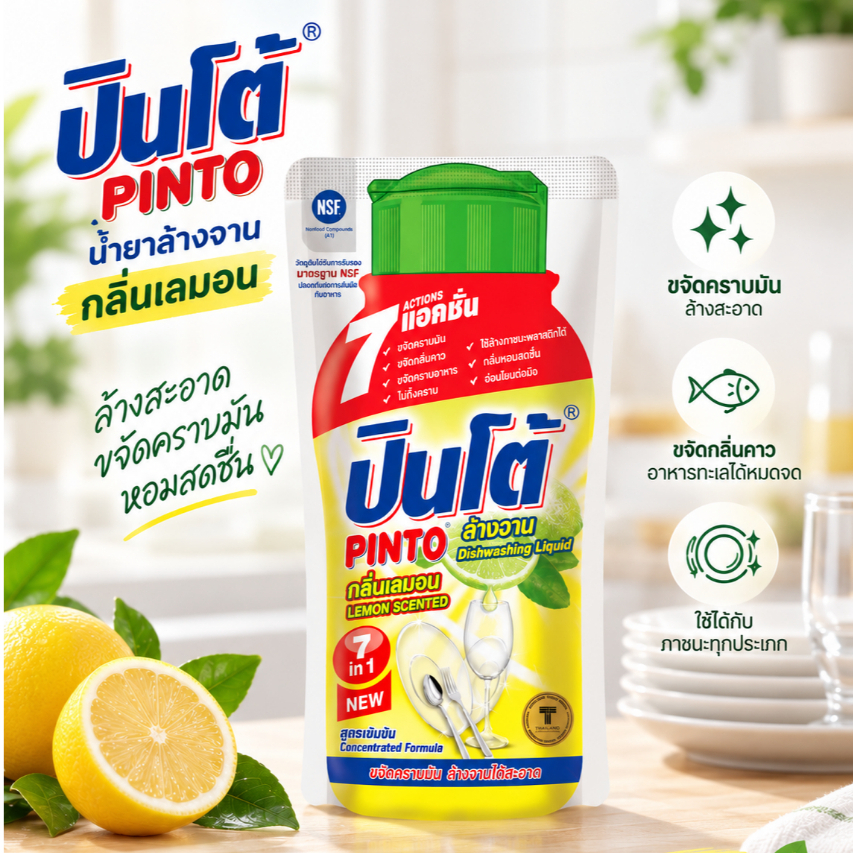 [สินค้าสำหรับแถม] ปิ่นโต น้ำยาล้างจาน กลิ่นเลมอน ขจัดคราบมัน