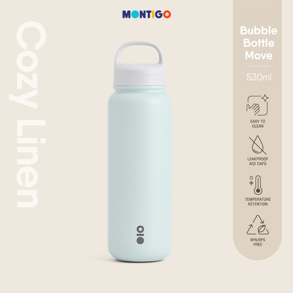 MONTIGO Bubble Bottle Move 18 OZ [Cozy Linen Sky] กระบอกน้ำเก็บความเย็น