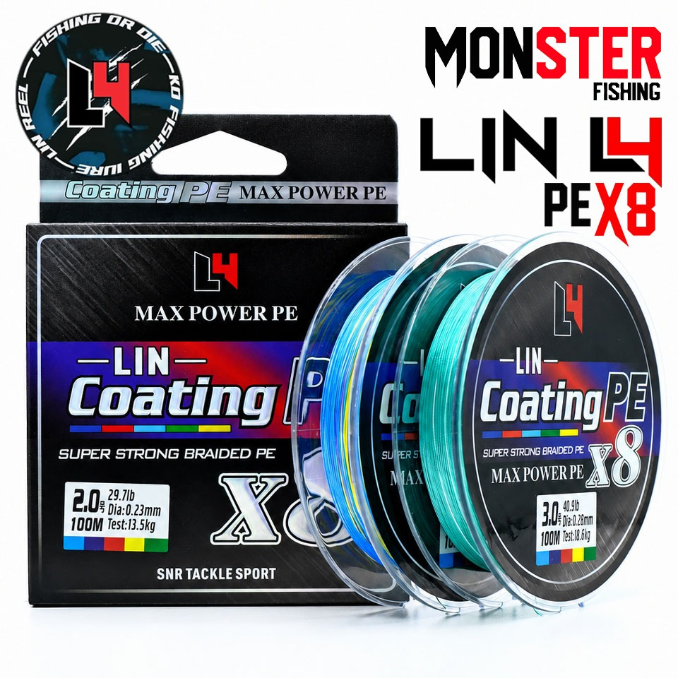 สายตกปลา สาย PE LIN L4 COATING MAX POWER X8 (100 เมตร/ม้วน)