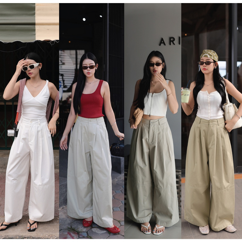 N7922 CORA PANTS มี 4 สี : WHITE, BEIGE, LIGHT GREY, TAUPE- NUMBERSEVEN