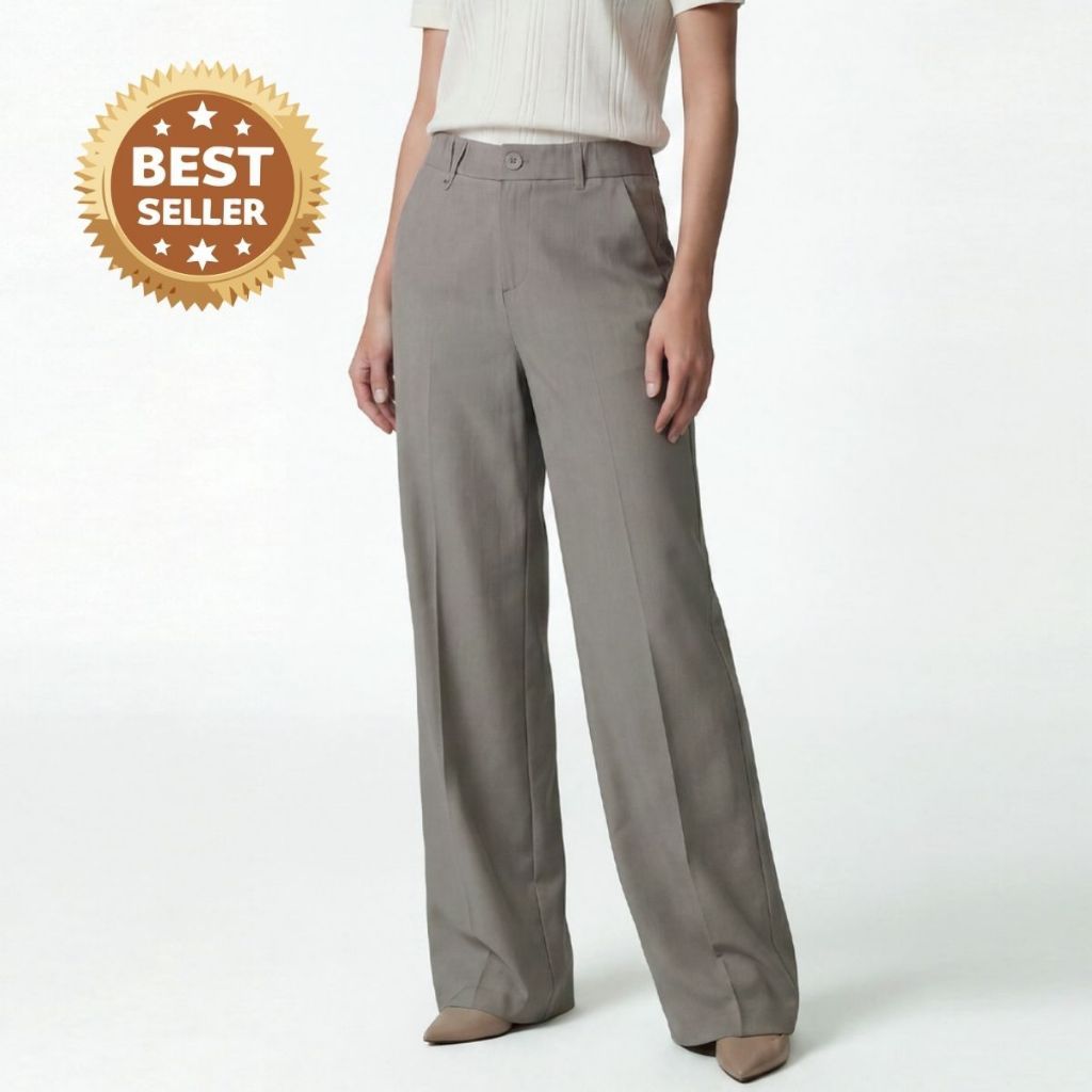 ESPADA กางเกงขายาวทรงขากว้าง ผู้หญิง สีกากี | Wide-leg Pants | 05222