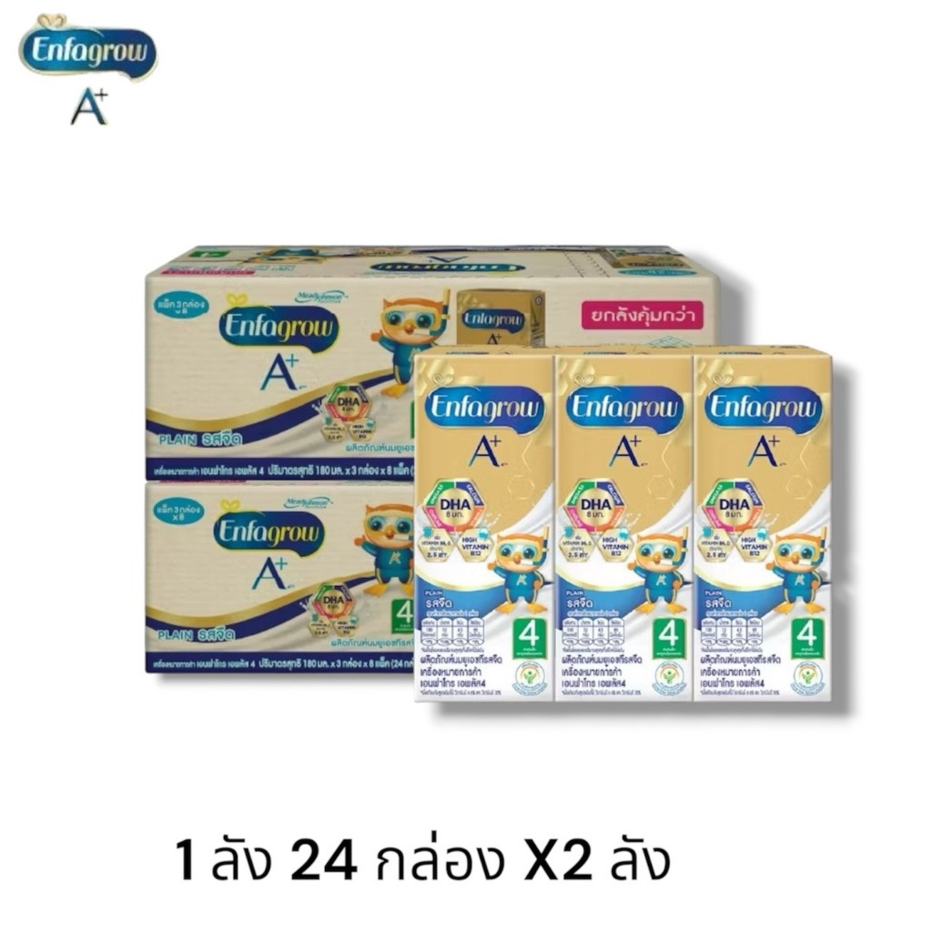 นมกล่อง Enfagrow UHT ยูเอชที เอนฟาโกร A+ สูตร3,4 รสจืด 180มล. (2ลัง) ทั้งหมด48กล่อง