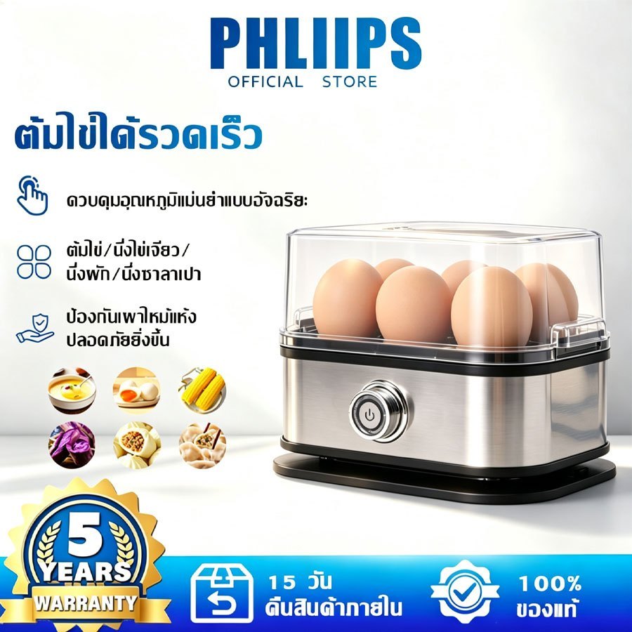 【เครื่องอเนกประสงค์】เครื่องต้มไข่   ความจุสูง ควบคุมอุณหภูมิที่แม่นยำ ป้องกันการเผาไหม้แห้งเครื่องต้มไข่อัตโนมัติ