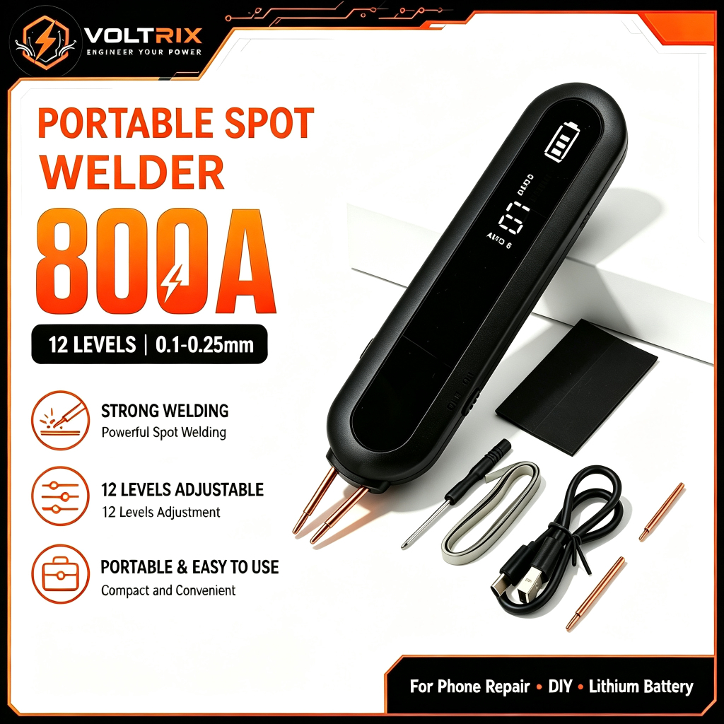 เครื่องเชื่อมจุดแบตเตอรี่พกพา Portable Spot Welder Battery Welding Machine Type-C ปรับกำลังได้ 12 ระ