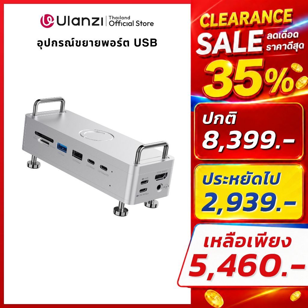 Ulanzi QT03 Docking Station ตัวแปลงช่องเสียบ USB-C Hub Type-C ช่องใส่ SSD ในตัว ความเร็วสูง 40Gbps