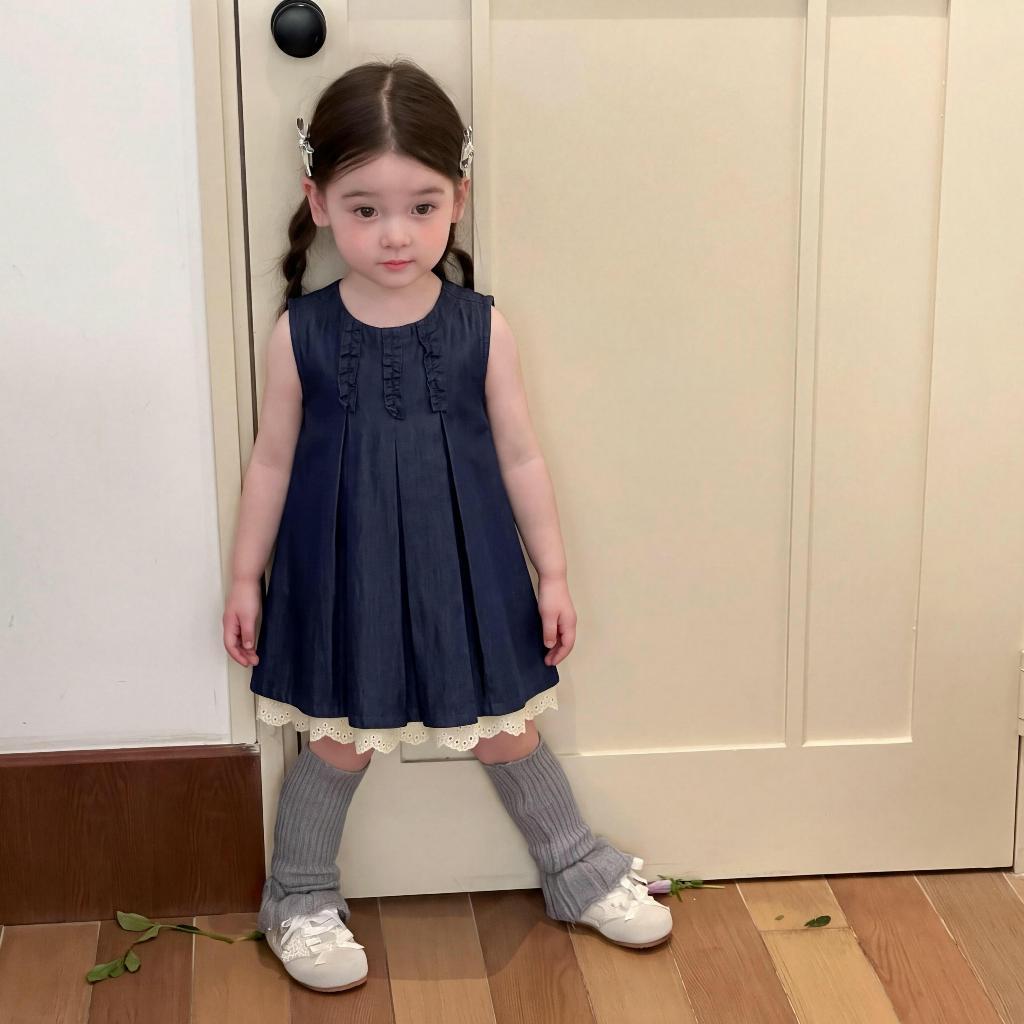 PRINCESS KESLI ชุดกระโปรงยีนส์สองชิ้นสำหรับเด็กผู้หญิง แบบเกาหลี สไตล์หลวม ชุดเดรสยีนส์เด็ก 2-11 ปี รูปที่ 9