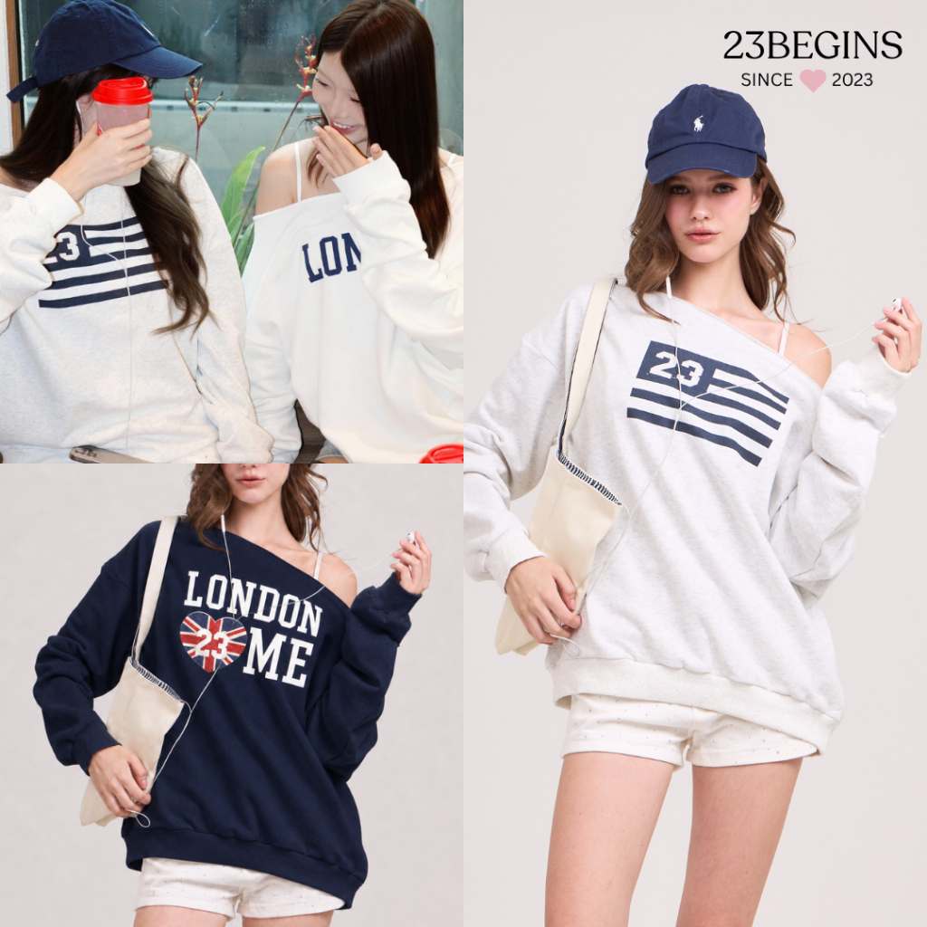 Hudson Sweater 100% cotton เสื้อสเวตเตอร์ปาดไหล่แขนยาว ผ้าคอตตอน (00140)