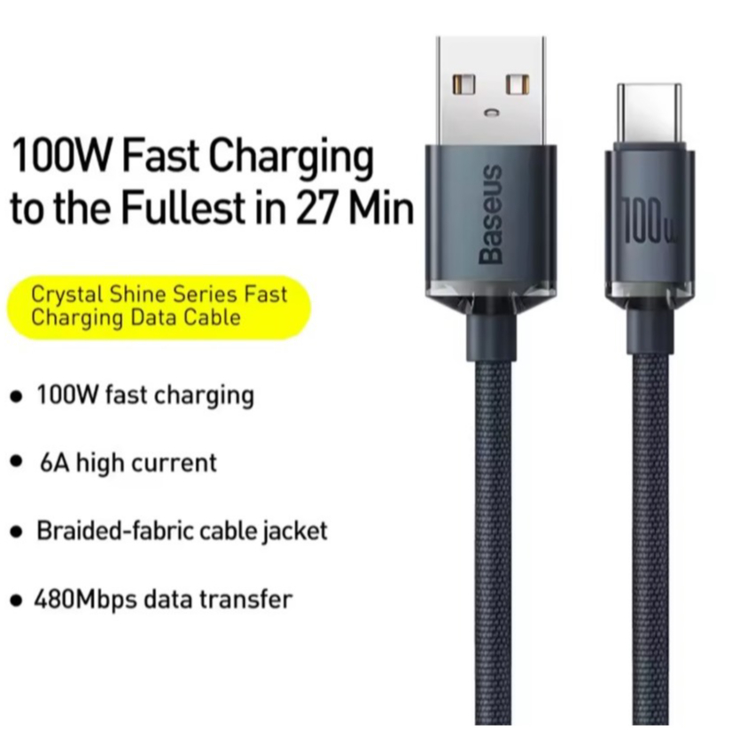 Baseus สายชาร์จเร็ว 100W USB To Type-C สายชาร์จ USB cable สายชาร์จ type c(Not for IP) OPPO HUAWEI VIVO