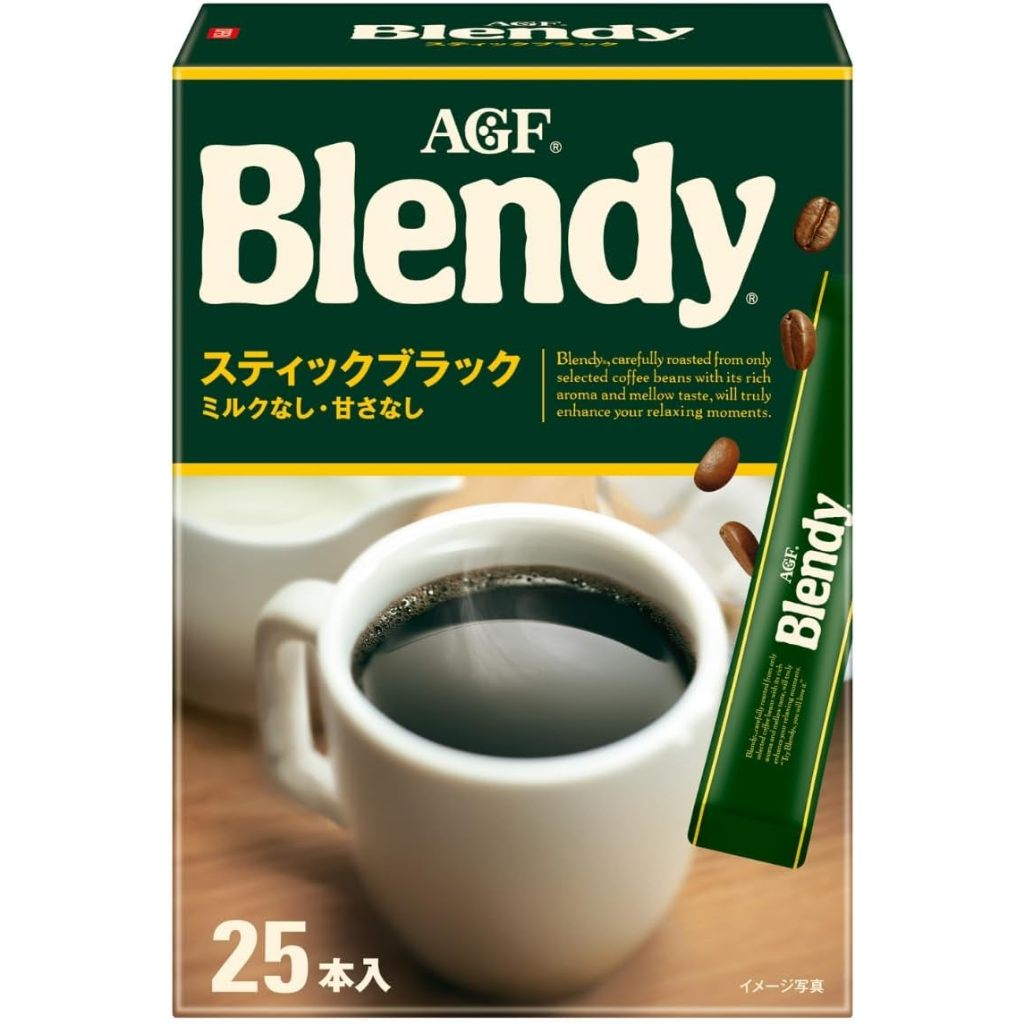 AGF Blendy Stick Black กาแฟดำ ยี่ห้อเบลนดี้ กาแฟสำเร็จรูป 1 กล่อง มี 25 ซอง นำเข้าจากญี่ปุ่น