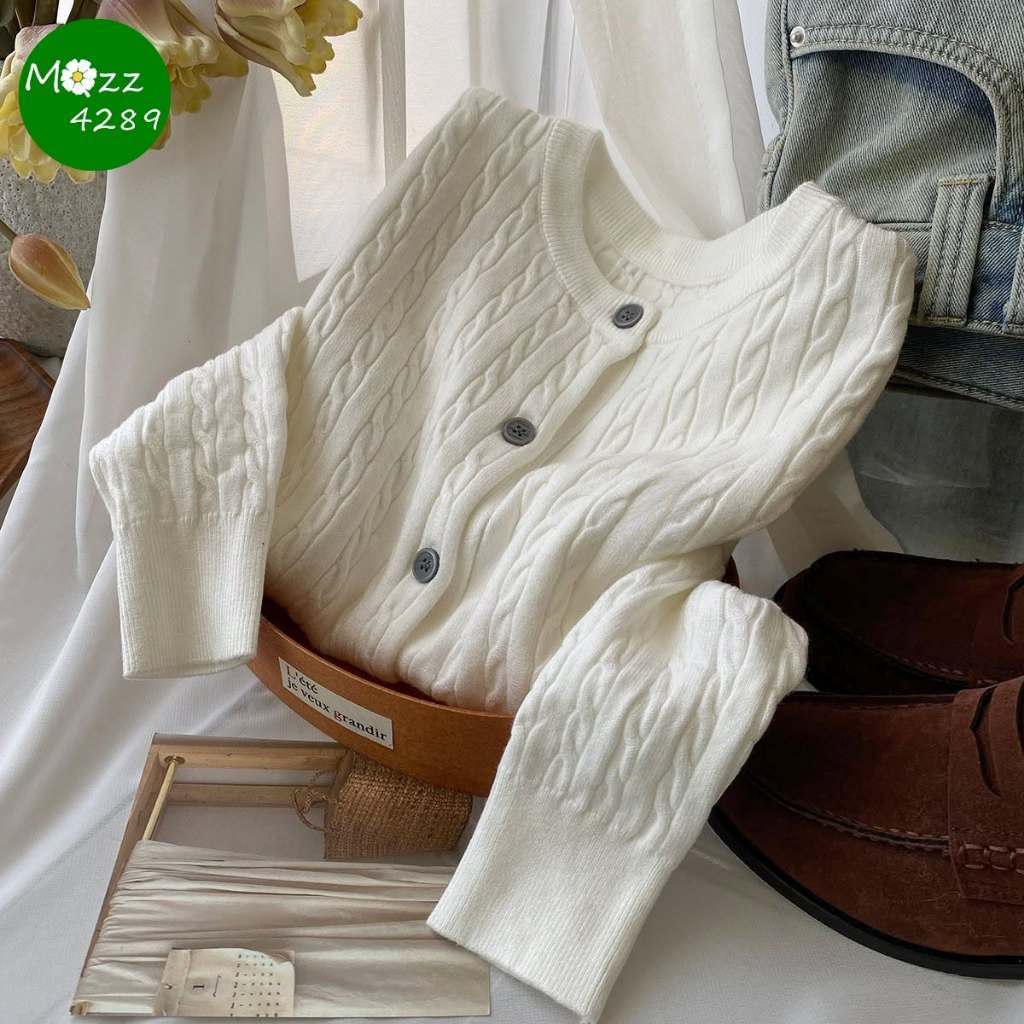 MQzz4289 *พร้อมส่ง* เสื้อคาร์ดิแกนถักผู้หญิง เสื้อคลุมลายเปีย ผ้านุ่มเนื้อดี เรียบง่ายหรูหรา Freesize