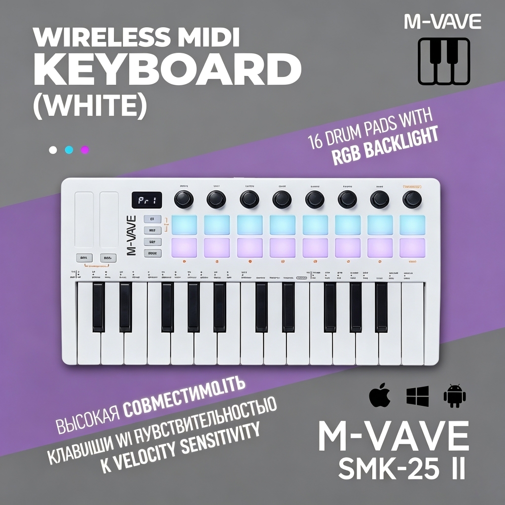 M-VAVE SMK-25 II Midi Keyboard 16 Pads Midi Controller คีย์บอร์ด