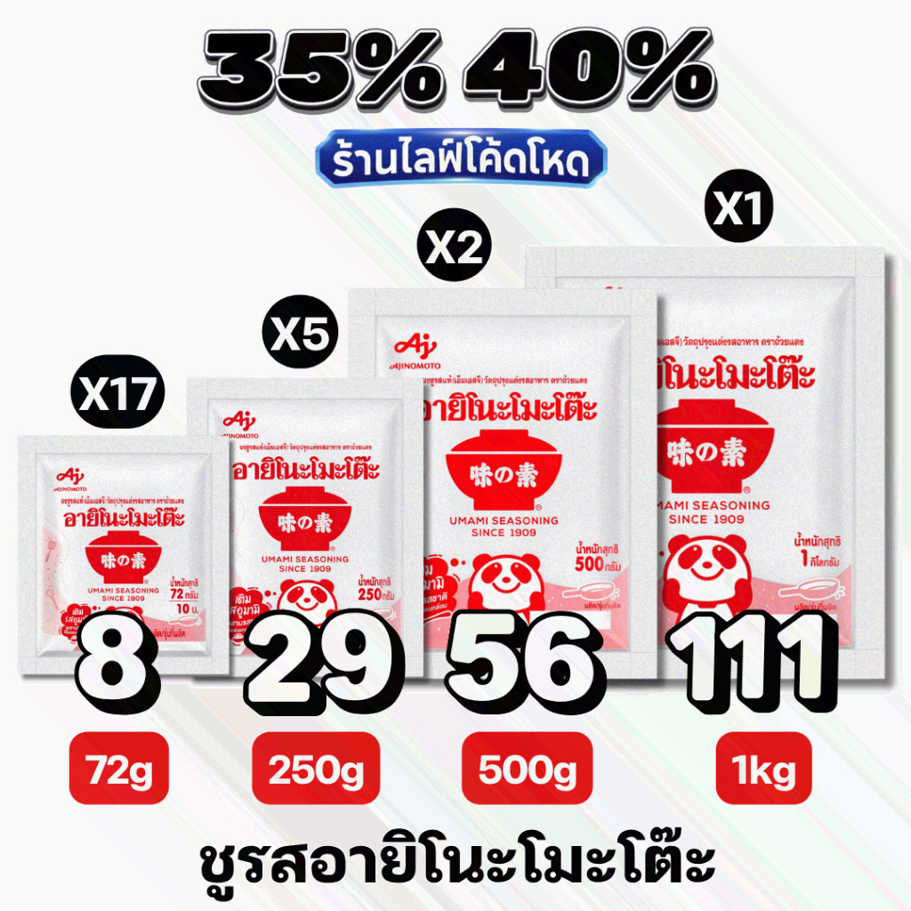 NOVIP Live40% อายิโนะโมะโต๊ะ (Ajinomoto) ผงชูรสแท้ 100% #ไลฟ์โหด