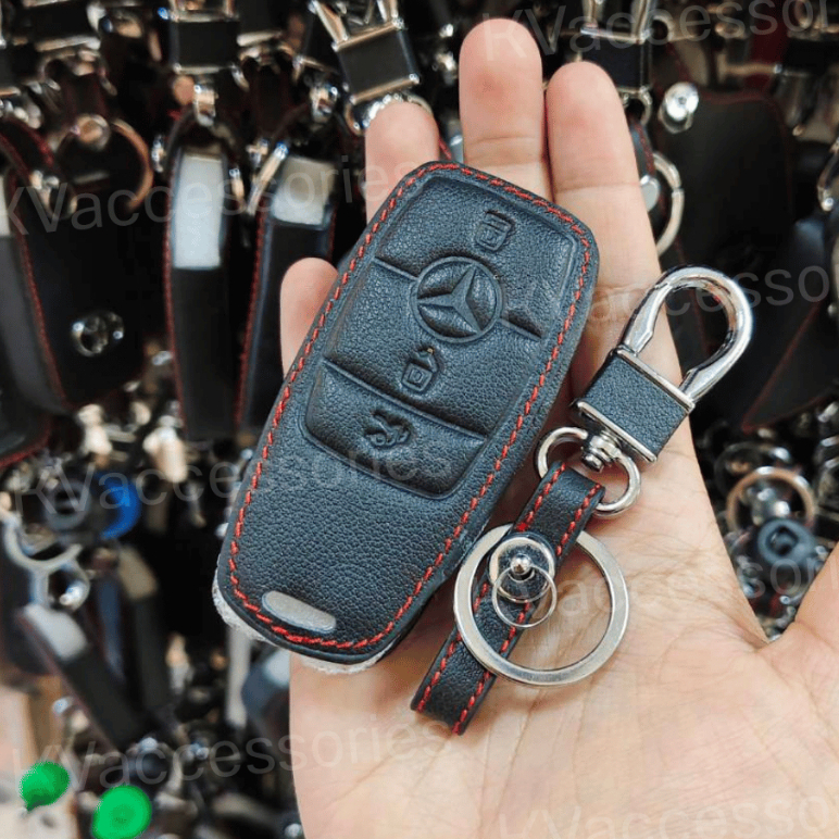 ปลอกหุ้มพวงกุญแจรถยนต์Mercedes Benz ซองหนังกุญแจรถยนต์ ตรงรุ่น Benz แบบไม่มีโลโก้