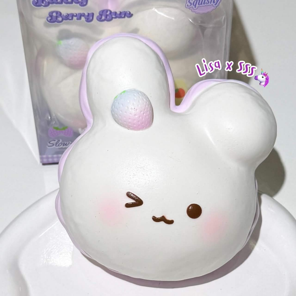 (ของแท้/มือ1) สีหายาก Lisa (Kira) x SSS Bunny Berry Bun Squishy สกุชชี่บันกระต่ายคิระ สีม่วง