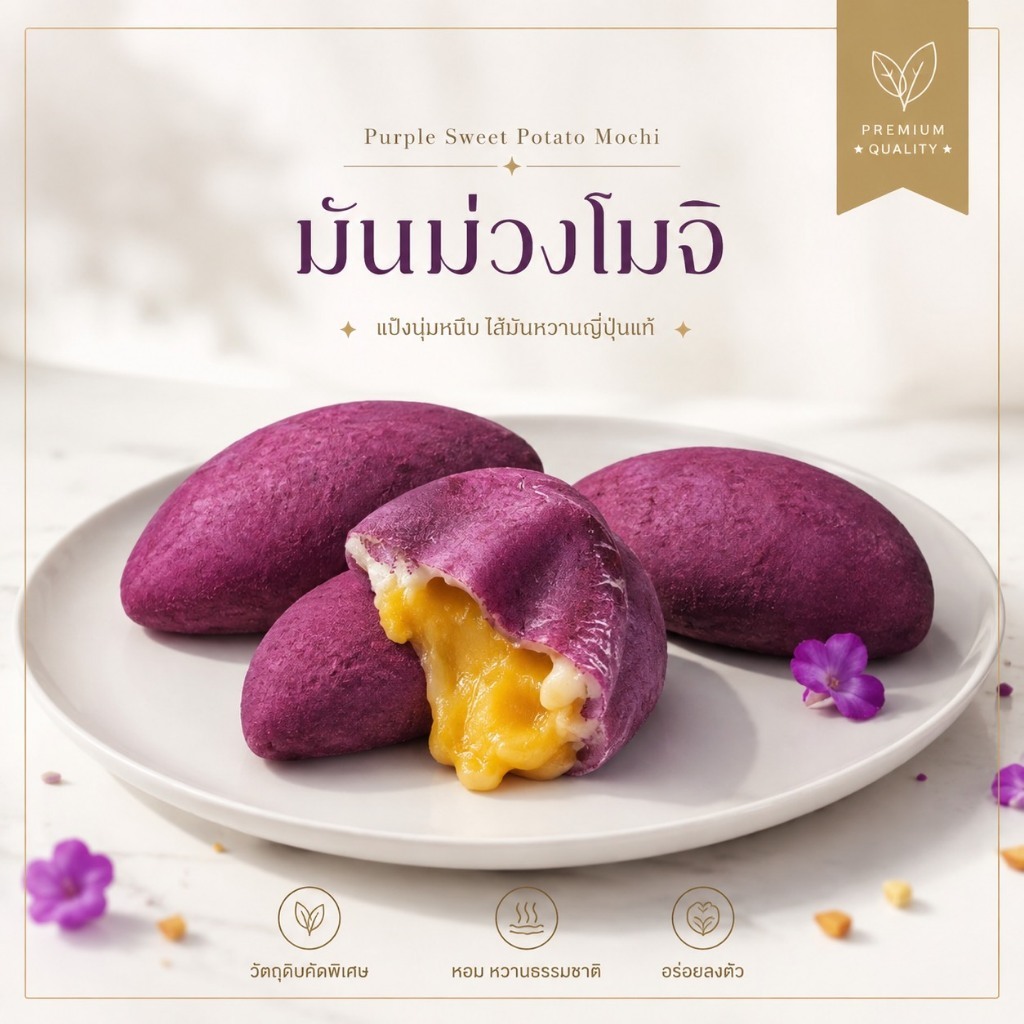 1แถม1ขนมโมจิมีนม่วงญี่ปุ่น หอม หวาน มัน