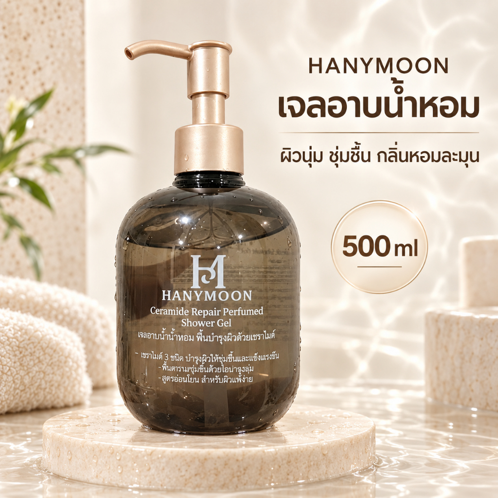 HANYMOON เจลอาบน้ำหอม หอมละมุนเหมือนฉีดน้ำหอม ผิวนุ่มชุ่มชื้น กลิ่นหอมละมุน สูตรอ่อนโยน 500ml