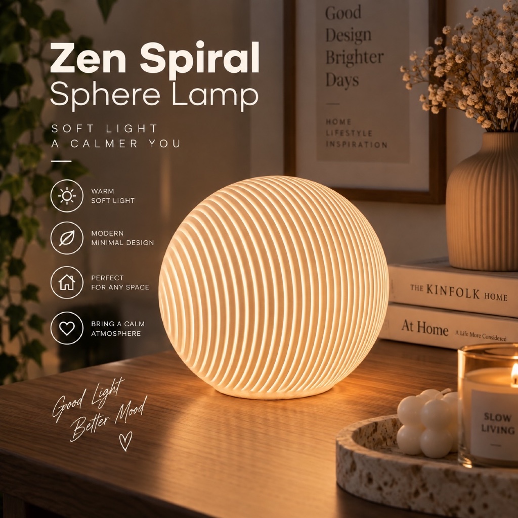 Zen Spiral Sphere Lamp - โคมไฟทรงกลมเกลียวเซน