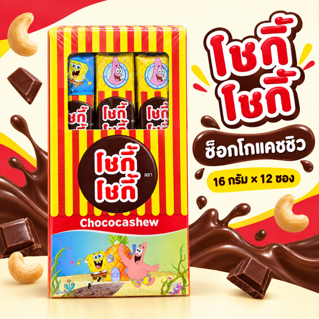 โชกี้ โชกี้ ช็อกโกแลตแคชชิว 16 กรัม X12