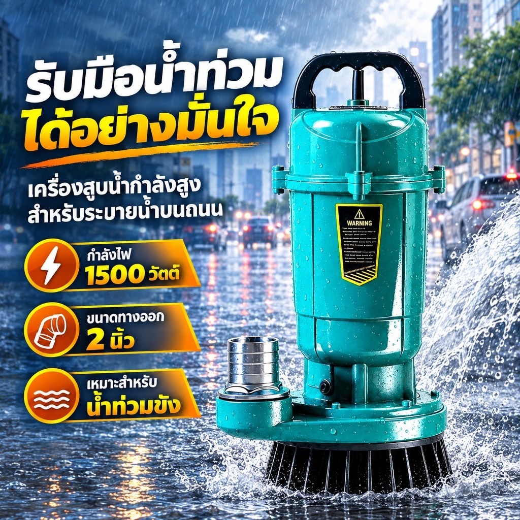 REAIM ปั๊มน้ำ ปั๊มจุ่มไฟฟ้า 1นิ้ว/2 นิ้ว 1500W ประสิทธิภาพที่มั่นคง ไหลขนาดใหญ่ ปั๊มน้ำ