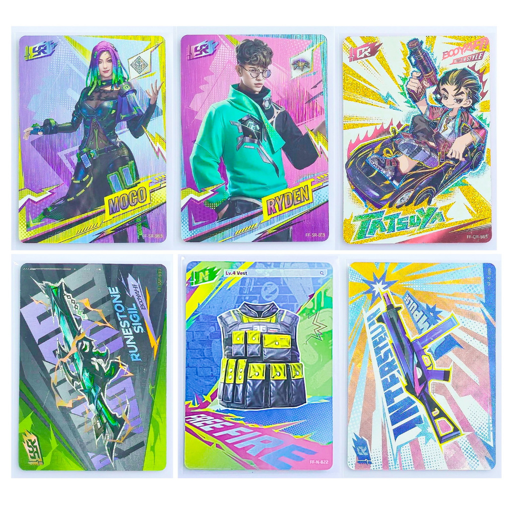 การ์ดสะสม จากเกม Garena Free Fire ลายกราฟิกเรืองแสง สะท้อนแสง (Holographic/Foil card) มือสอง