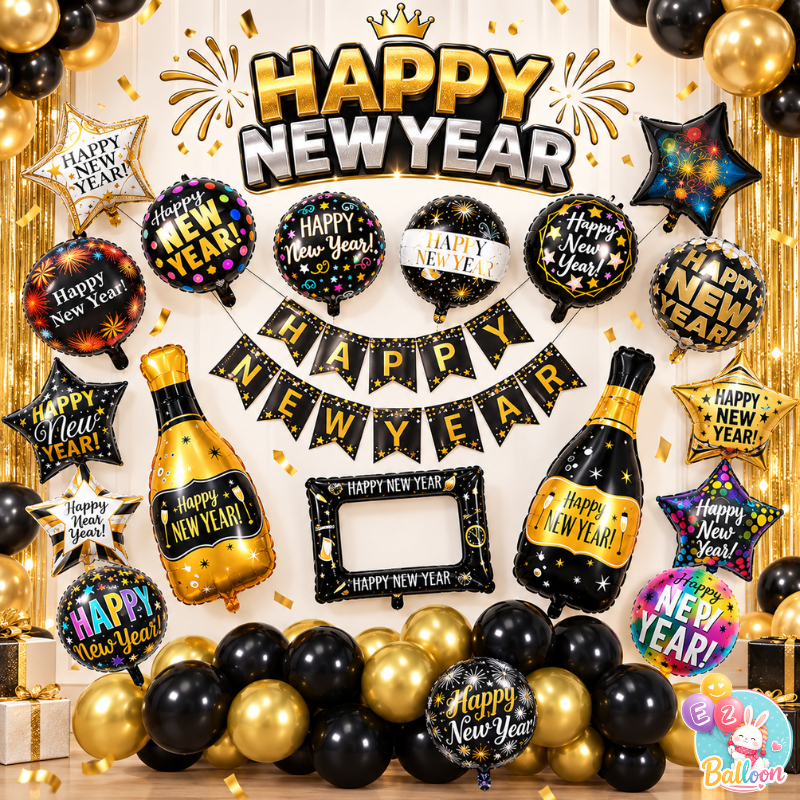 (ส่งจากไทย)​ ลูกโป่ง​ปีใหม่ ลูกโป่ง​ฟอยล์จัดปาร์ตี้​ HAPPY NEW YEAR BALLOONS
