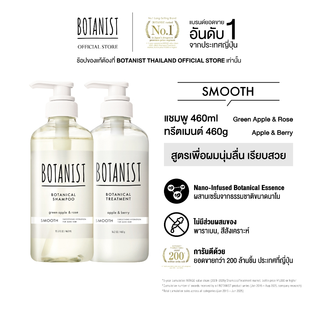 BOTANIST Botanical Shampoo & Treatment (Smooth) 460 ml + 460 g