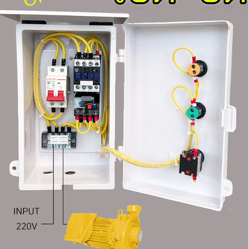1Hp 2Hp 3Hp 5Hp 220V ควบคุม มอเตอร์ ปั๊มนำ้  220v ตู้ PVC กันฝน ติดตั้งภายใน-นอก