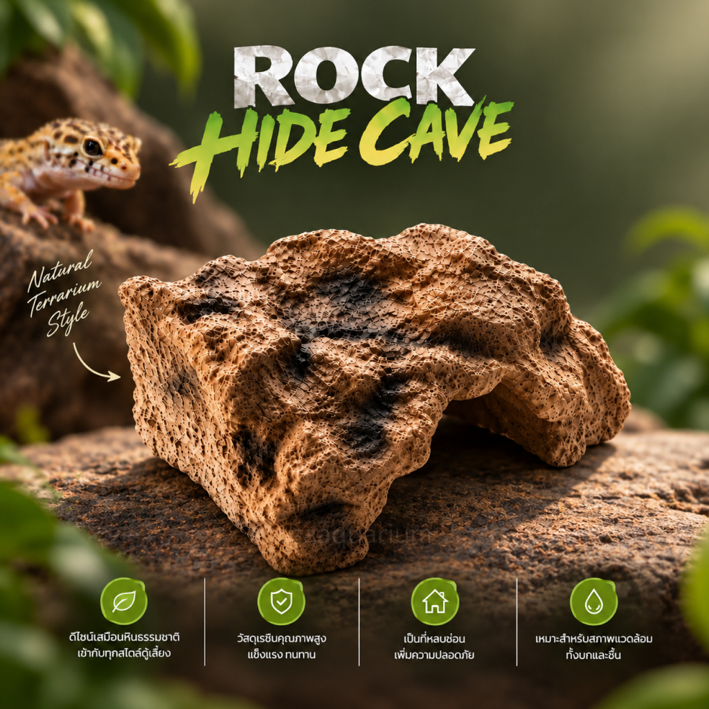 ถ้ำหินหลบซ่อนสัตว์เลื้อยคลาน Rock Hide Cave บ้านหลบซ่อน สำหรับตุ๊กแก กิ้งก่า งู กบ สัตว์ Exotic