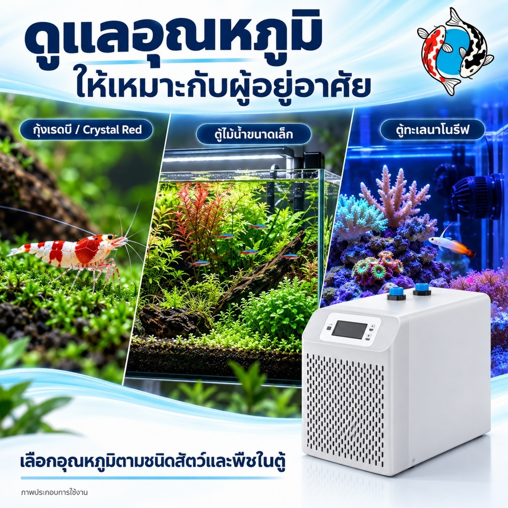 HHY-01 Aquarium Chiller ชิลเลอร์ตู้ปลา เครื่องทำน้ำเย็น ตู้กุ้ง ตู้ไม้น้ำ น้ำจืด น้ำทะเล เฉพาะเครื่อ