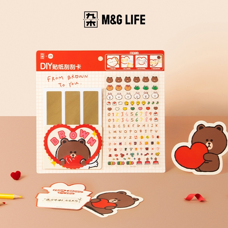 M&G Life x LINE FRIENDS Brown Bear 15th Anniversary Series B6 Planner DIY Scratch-off Card