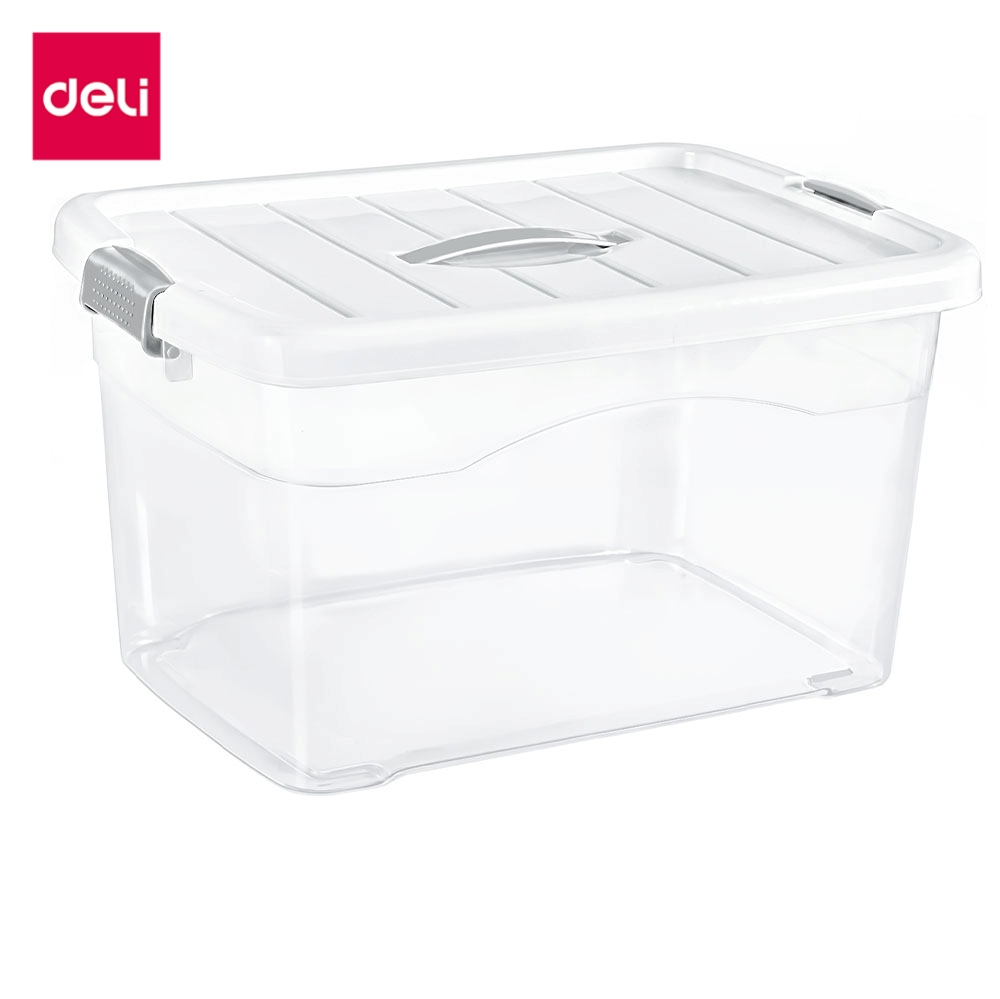 Deli กล่องเก็บของ กล่องเก็บของพลาสติก วางซ้อนจัดระเบียบได้ มีฝาล็อค จุของได้เยอะ Storage Box