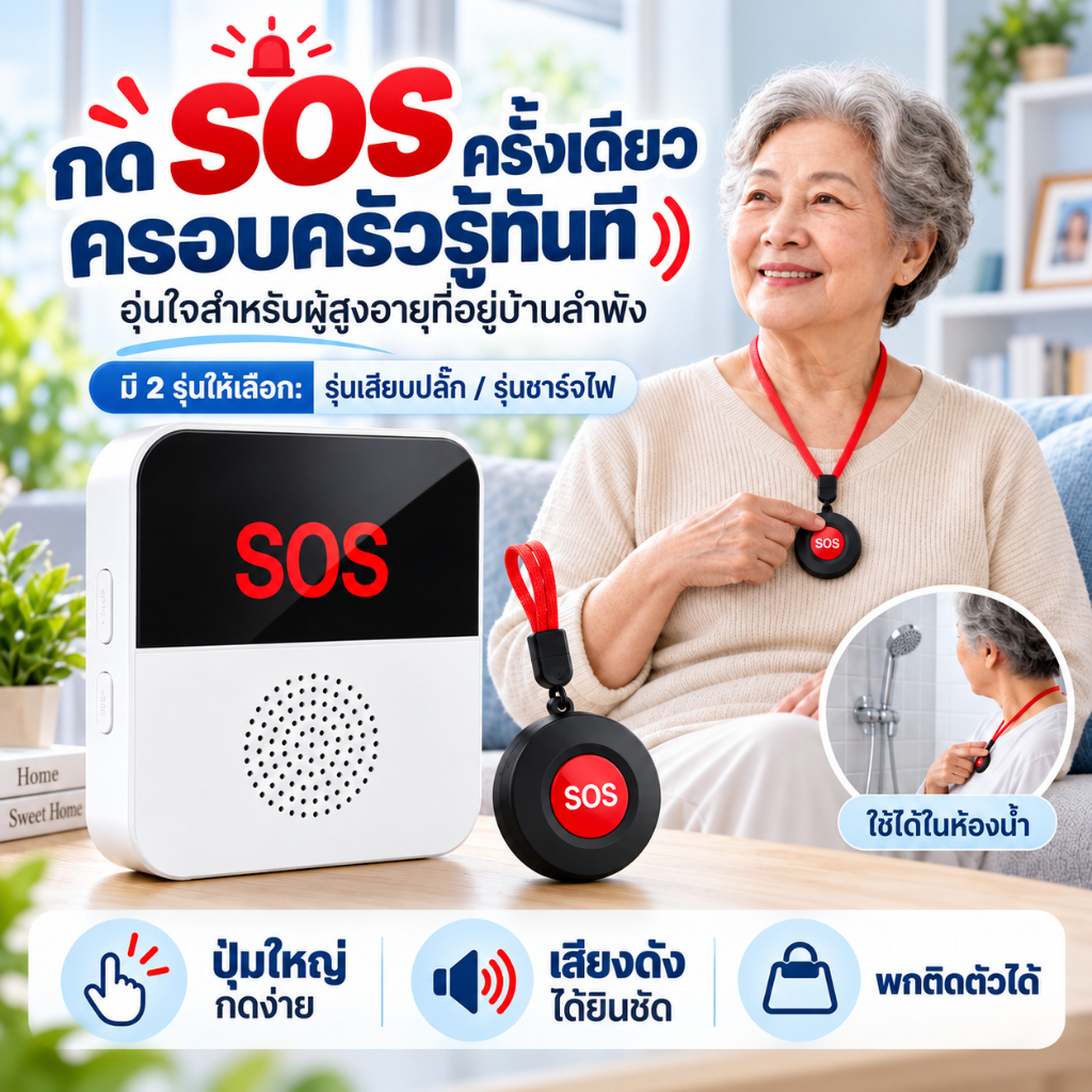 ChunHee WiFi สมาร์ทไร้สายพยาบาลเพจโทร SOS เหมาะสำหรับ สําหรับผู้สูงอายุ ผู้สูงอายุ เด็กพิการ