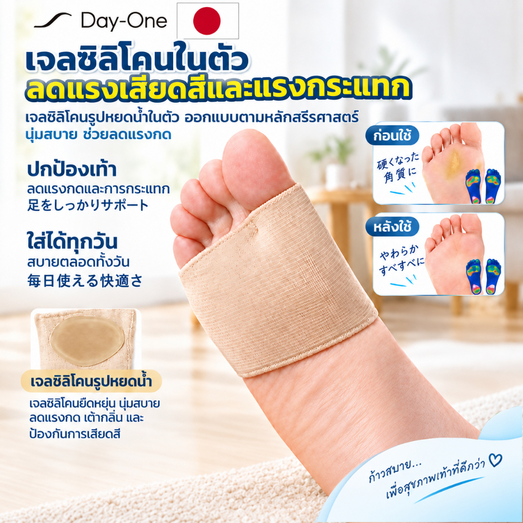 ผ้ารองฝ่าเท้าลดปวด แผ่นซอฟเจลนุ่มพิเศษ ลดแรงกดทับบริเวณจมูกเท้า รองรับการเดินและยืนนาน สวมใส่สบาย ใช้ได้ในชีวิตประจำวัน