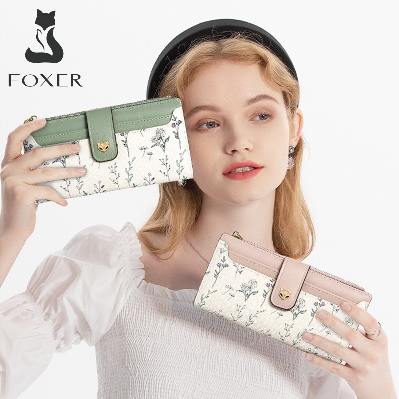 FOXER محفظة نسائية طويلة مطبوعة بالزهور — صورة 4