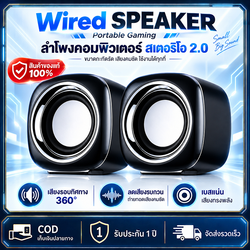 มัลติมีเดีย USB ลำโพงตั้งโต๊ะ คอมพิวเตอร์ตั้งโต๊ะขนาดเล็ก โน๊ตบุ๊ค ลำโพงคอมพิวเตอร์เสียงขนาดเล็ก