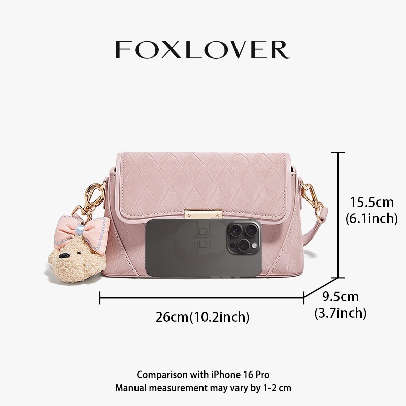 FOXLOVER حقيبة كروس مبطنة بتعليقة دب — صورة 3