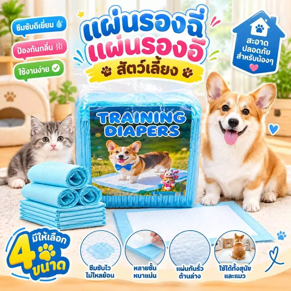 Boqi Factory แผ่นรองฉี่สุนัข ราคาประหยัด ซึมซับดี แห้งเร็ว ระงับกลิ่น ใช้ฝึกขับถ่ายสำหรับสุนัขและแมวน thumbnail 5