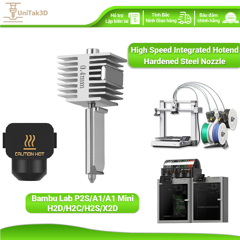UniTak3D Hotend Kit 0.2/0.4mm Hardened Steel Nozzle For X2D/P2S/H2D/H2S/H2C/A1/A1 Mini/A2L 3D Printer