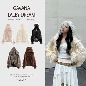 GAVANA LACEY DREAM เสื้อคลุมผ้าออร์แกนซ่าซีทรู Oversize ผ้าลูกไม้โปร่งเบา สไตล์เกาหลี ใส่คลุมได้ทุกลุค #T26019